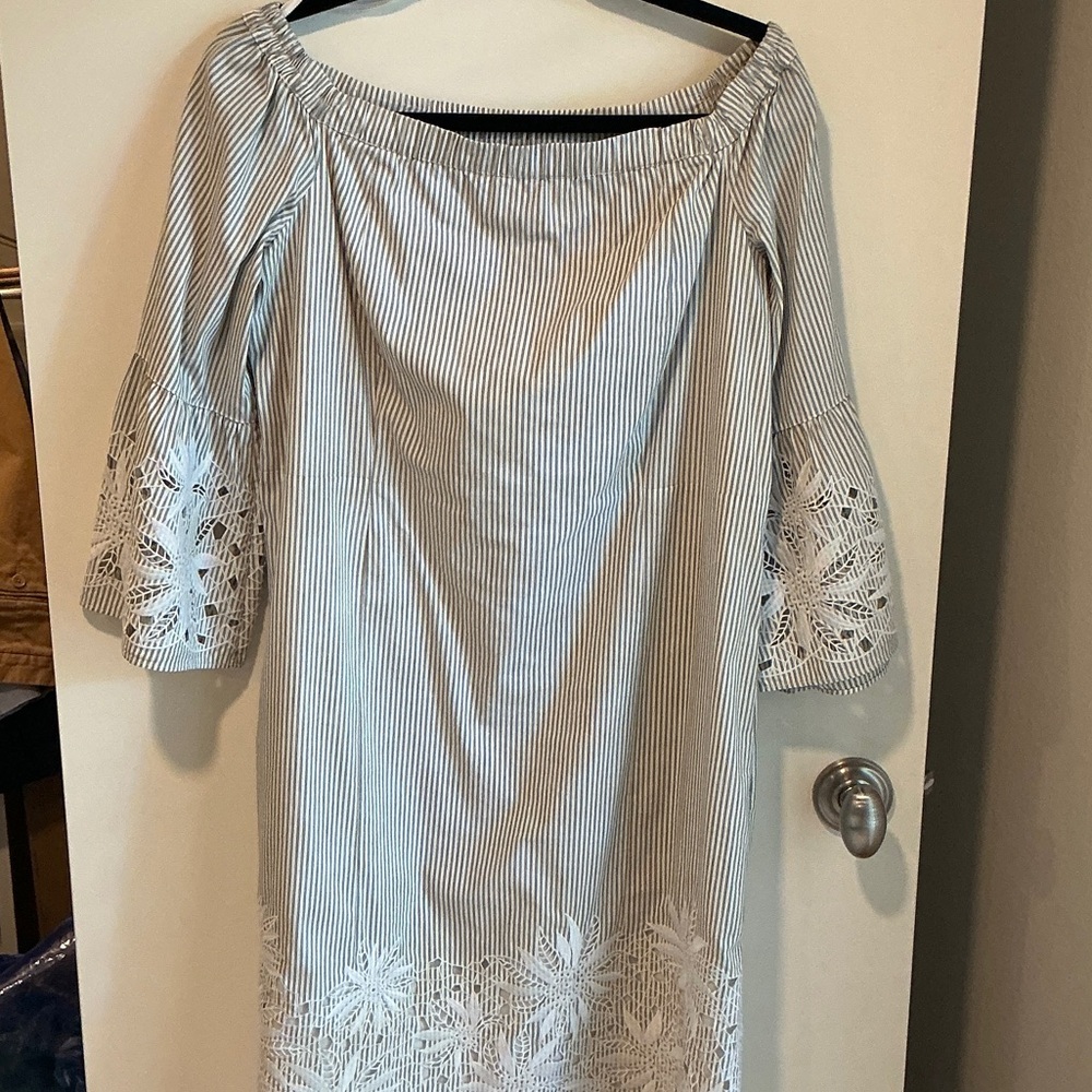 Lafayette 148 New York Blue and White Striped Dress